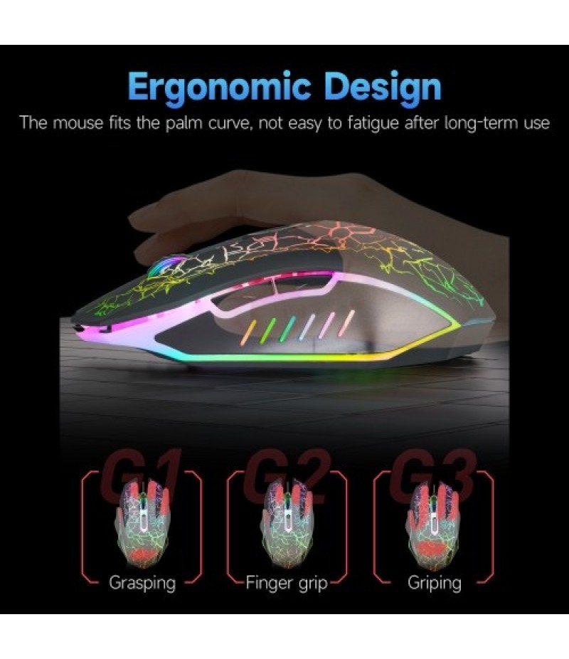Wired Gaming Mouse Optical Mouse Game-level Engine Colorful Breathing Light 4-gear Adjustable DPI Ergonomic Mice Black