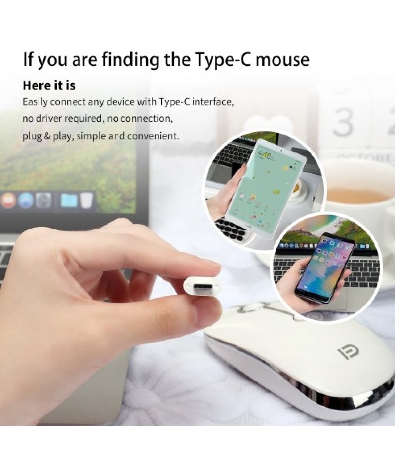 FD i331D 3 Mode 2000DPI Rechargeable Adjustable Mouse Wireless Mice with 2.4G USB Type C Bluetooth 4.0 Black