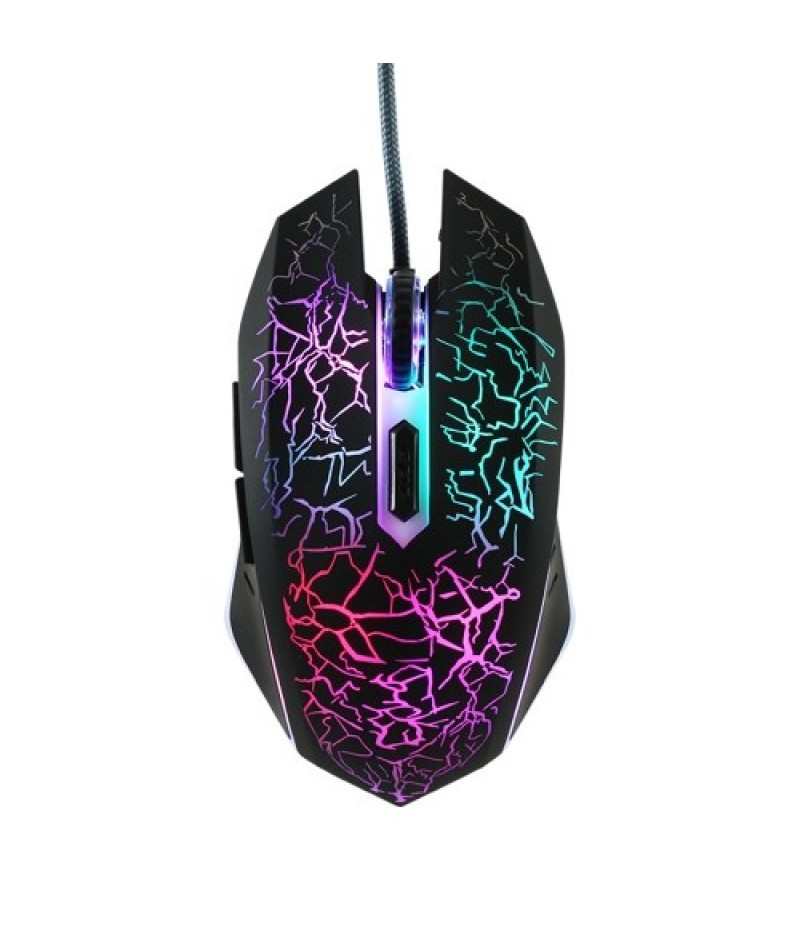 Wired Gaming Mouse Optical Mouse Game-level Engine Colorful Breathing Light 4-gear Adjustable DPI Ergonomic Mice Black