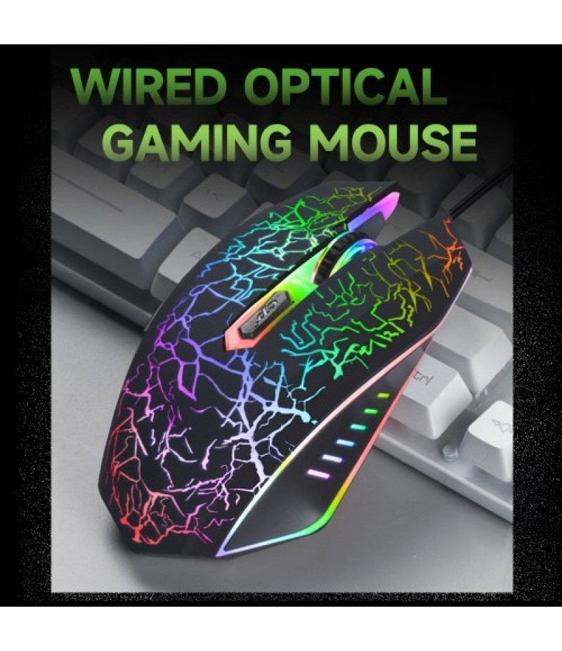 Wired Gaming Mouse Optical Mouse Game-level Engine Colorful Breathing Light 4-gear Adjustable DPI Ergonomic Mice Black
