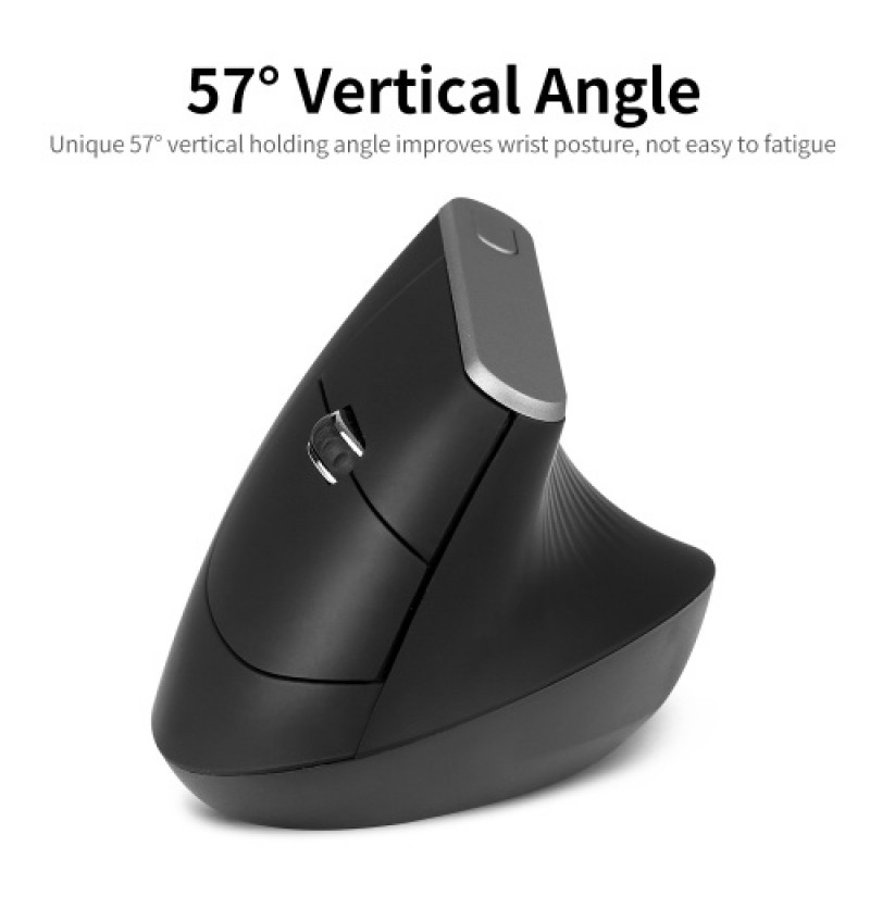 2.4G Wireless Optical Mouse Vertical Mouse 6 Keys Ergonomic Mice with 3-gear Adjustable DPI for PC Laptop Black