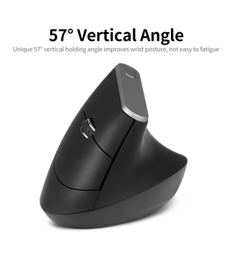 2.4G Wireless Optical Mouse Vertical Mouse 6 Keys Ergonomic Mice with 3-gear Adjustable DPI for PC Laptop Black