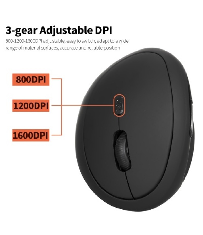 Wired Optical Mouse Vertical Mouse USB Wired Office Mouse 6 Keys Ergonomic Mice with 3 Adjustable DPI for PC Laptop Black