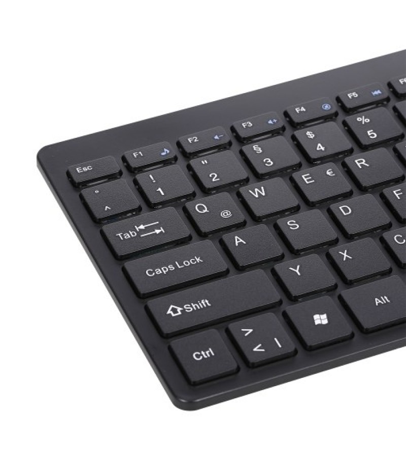 2.4G Wireless Keyboard Ultra-thin Wireless Keyboard Mute Keyboard 95 Keys Wireless Keyboard for PC Laptop Black German