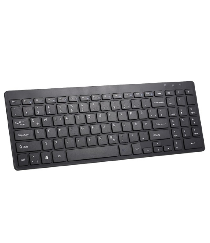 2.4G Wireless Keyboard Ultra-thin Wireless Keyboard Mute Keyboard 95 Keys Wireless Keyboard for PC Laptop Black German