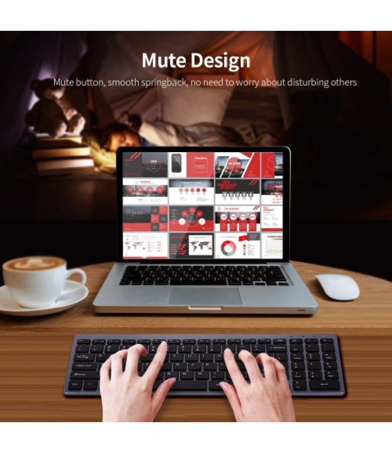 2.4G Wireless Keyboard Ultra-thin Wireless Keyboard Mute Keyboard 95 Keys Wireless Keyboard for PC Laptop Black German