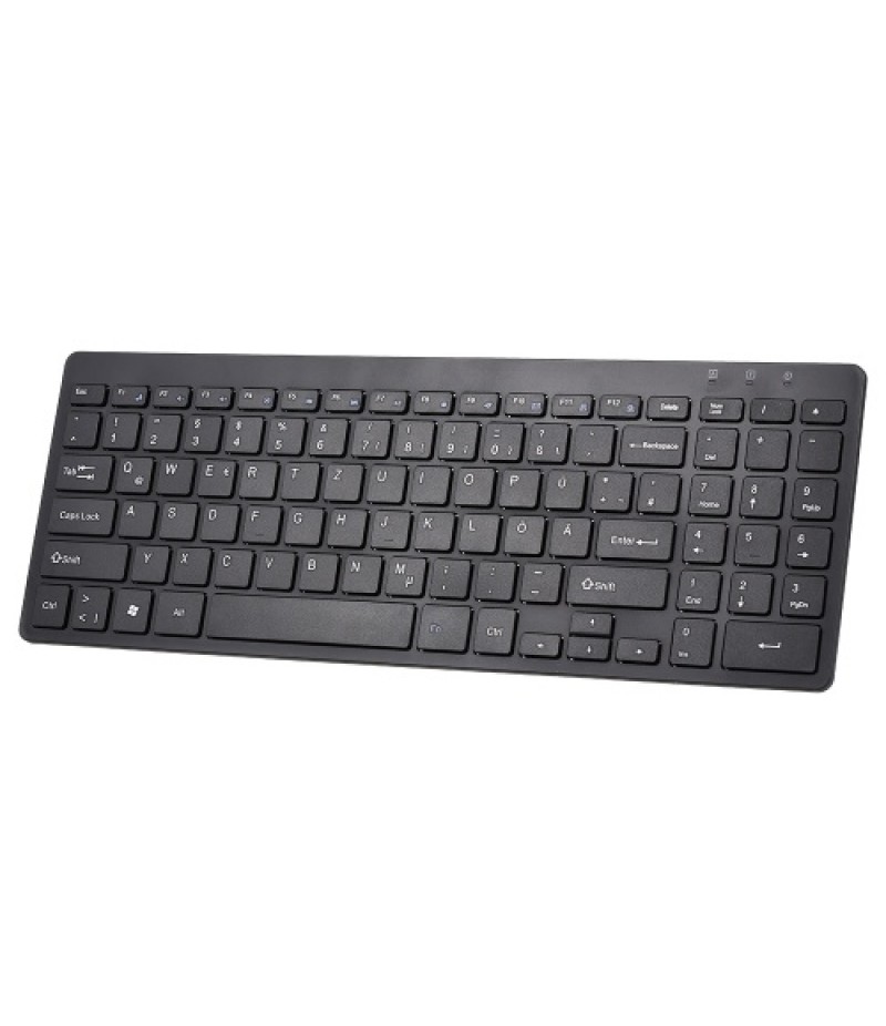 2.4G Wireless Keyboard Ultra-thin Wireless Keyboard Mute Keyboard 95 Keys Wireless Keyboard for PC Laptop Black German