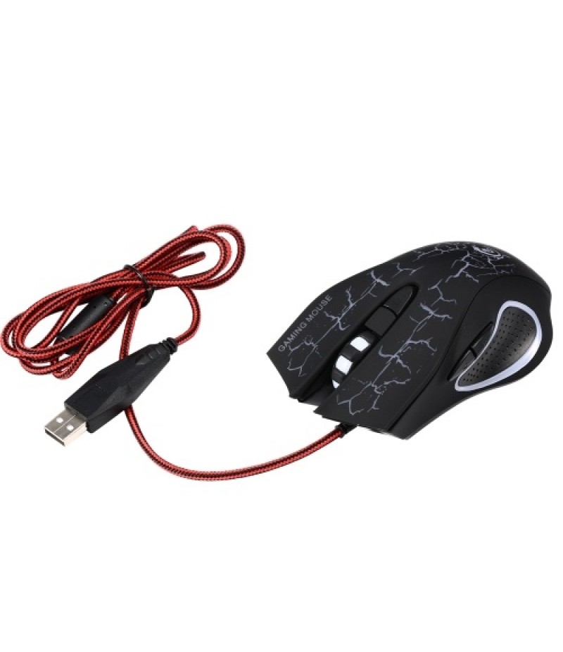 USB Wired Optical Gaming Mouse Colorful Light Gaming Mouse 6-button Mouse with Five Adjustable DPI for Desktop Laptop Black