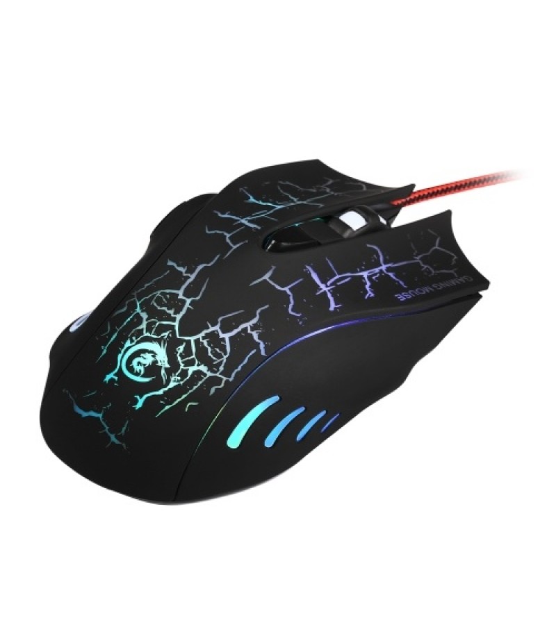 USB Wired Optical Gaming Mouse Colorful Light Gaming Mouse 6-button Mouse with Five Adjustable DPI for Desktop Laptop Black