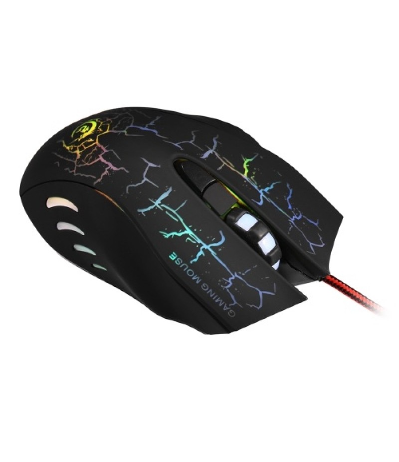 USB Wired Optical Gaming Mouse Colorful Light Gaming Mouse 6-button Mouse with Five Adjustable DPI for Desktop Laptop Black
