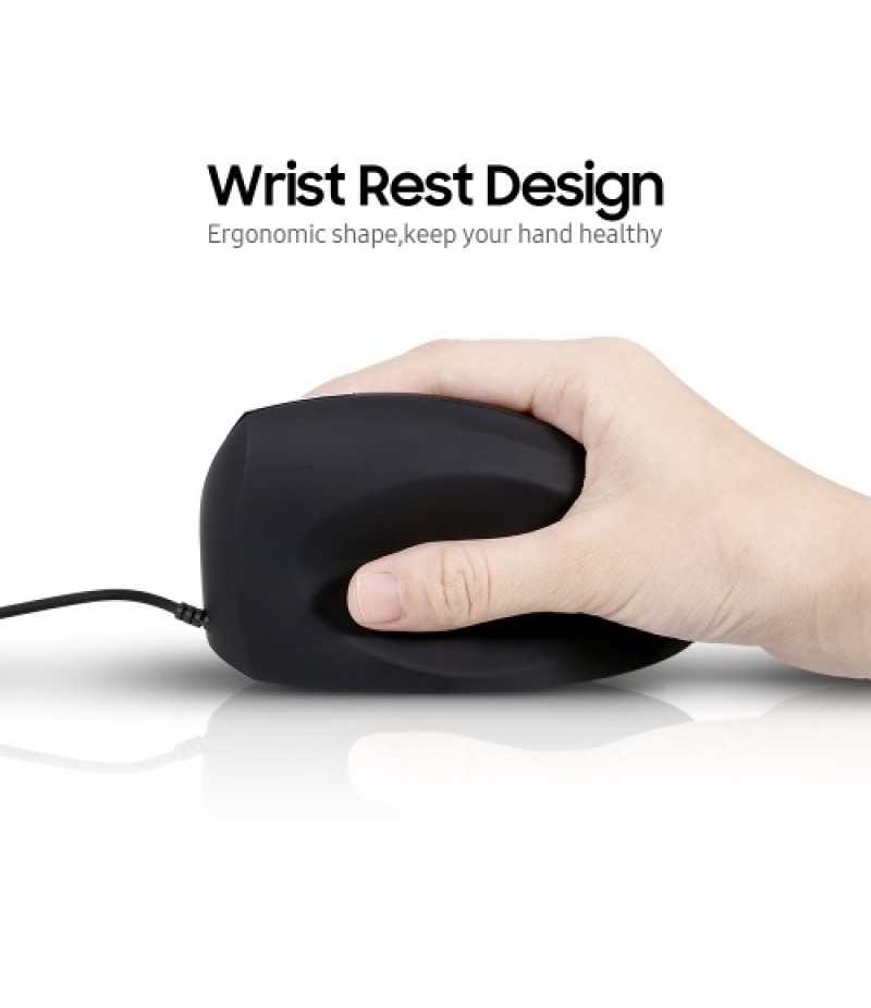 Vertical Wired Mouse Ergonomic Optical 3 Key Gaming Office Mouse for PC /Laptop Black