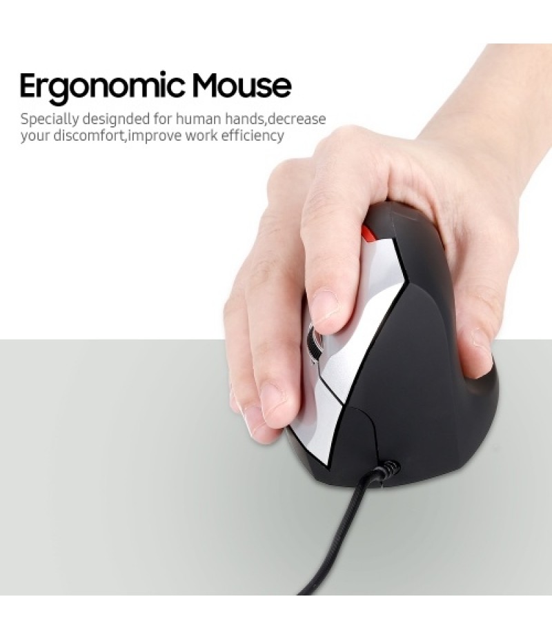Vertical Wired Mouse Ergonomic Optical 3 Key Gaming Office Mouse for PC /Laptop Black