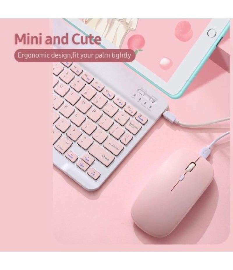 SK-030 10-inch BT Keyboard and Mouse Set 78 Key Mini Keyboard 2.4G 3-level DPI Adjustable BT Mouse for Android/IOS/Windows Yello