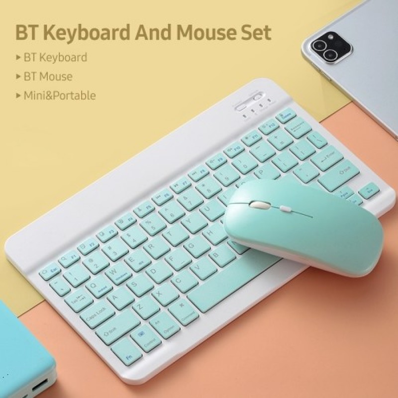 SK-030 10-inch BT Keyboard and Mouse Set 78 Key Mini Keyboard 2.4G 3-level DPI Adjustable BT Mouse for Android/IOS/Windows Yello