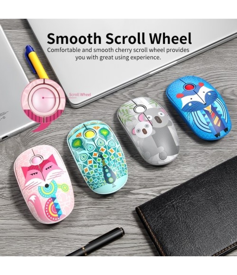 FD V8H 2.4G Wireless Mute Mouse Plug &amp; Play Slim Mice Optical Tracking Power Saving Smooth Scroll Wheel for Laptop PC (Fox)