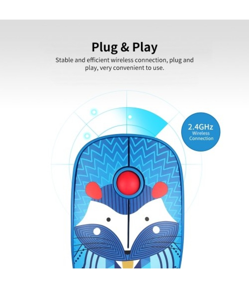 FD V8H 2.4G Wireless Mute Mouse Plug &amp; Play Slim Mice Optical Tracking Power Saving Smooth Scroll Wheel for Laptop PC (Fox)
