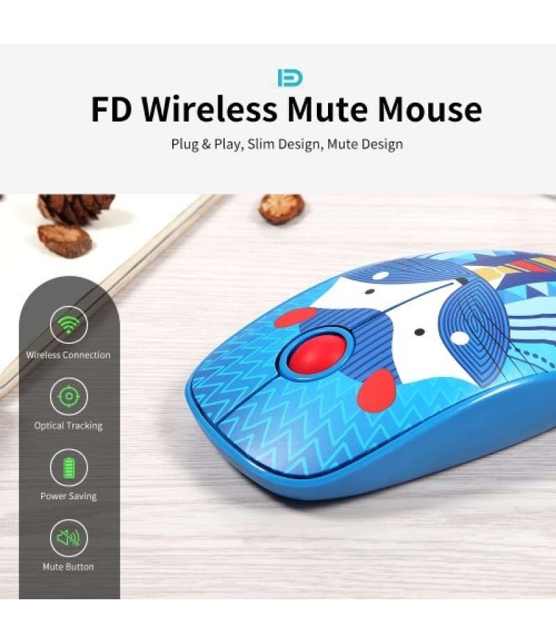 FD V8H 2.4G Wireless Mute Mouse Plug &amp; Play Slim Mice Optical Tracking Power Saving Smooth Scroll Wheel for Laptop PC (Fox)