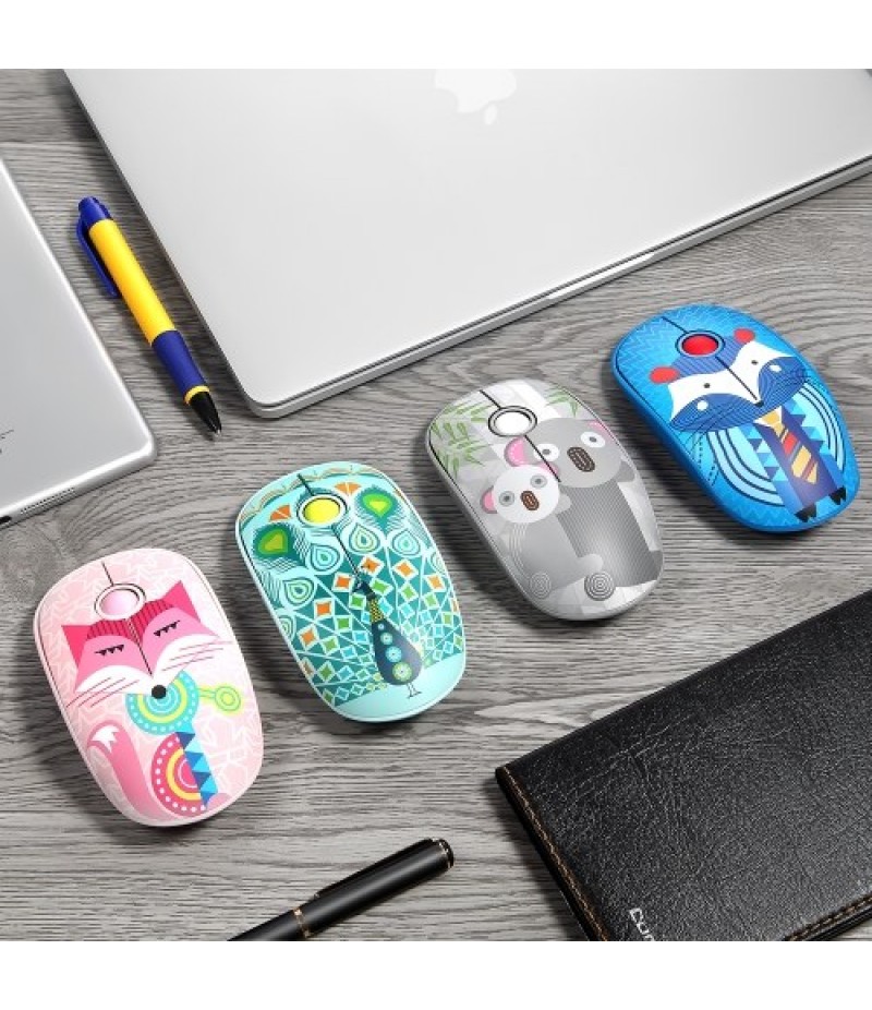 FD V8H 2.4G Wireless Mute Mouse Plug &amp; Play Slim Mice Optical Tracking Power Saving Smooth Scroll Wheel for Laptop PC (Fox)