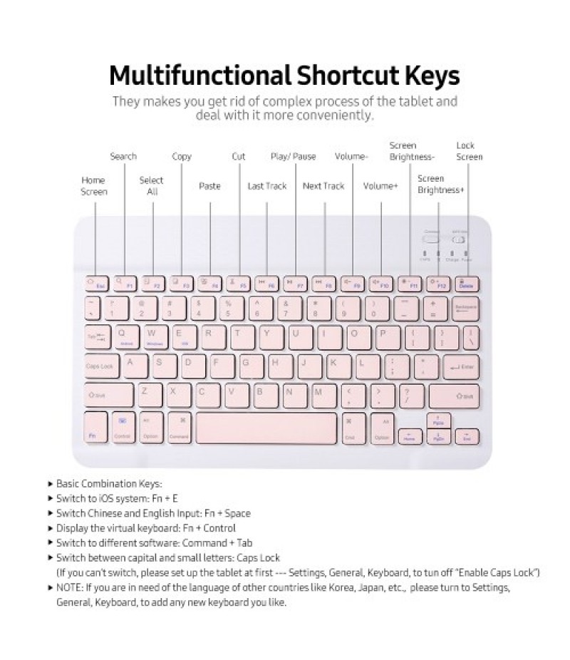 Detachable BT Keyboard Case with Elastic Pen Slot Compatible with iPad Pro11 2018/2020/ iPad air4 2020 Pink