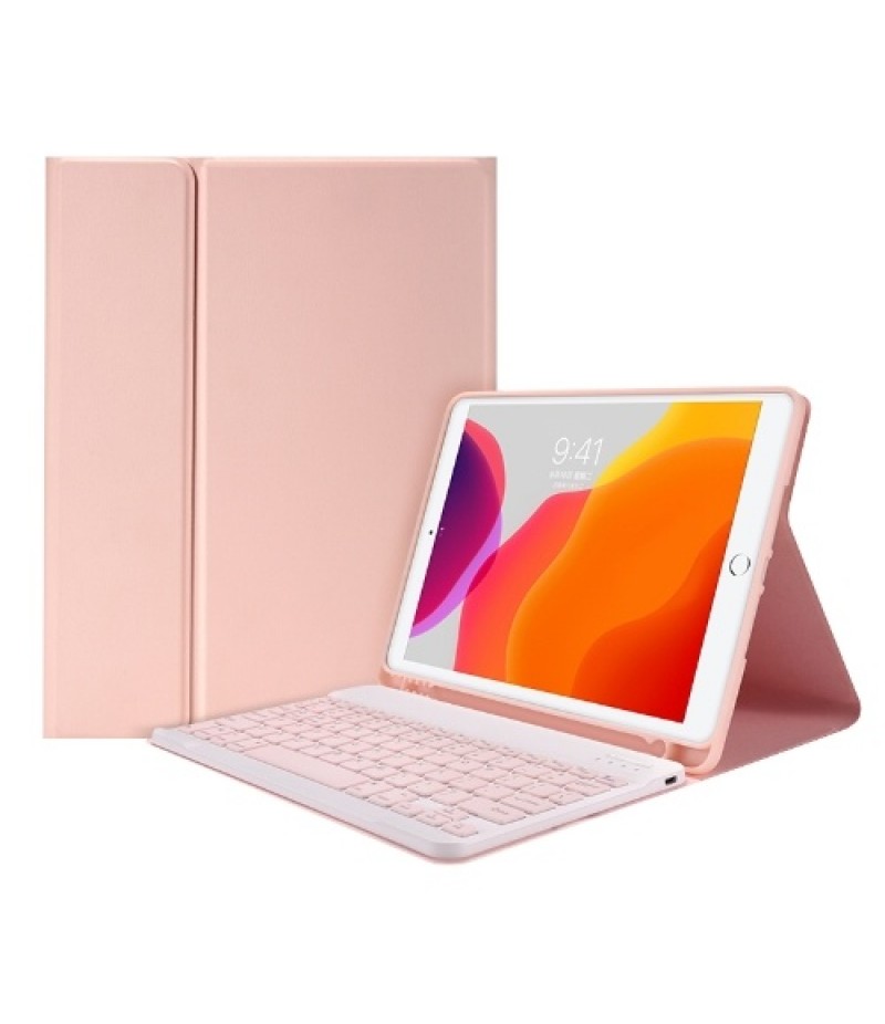 Detachable BT Keyboard Case with Elastic Pen Slot Compatible with iPad Pro11 2018/2020/ iPad air4 2020 Pink