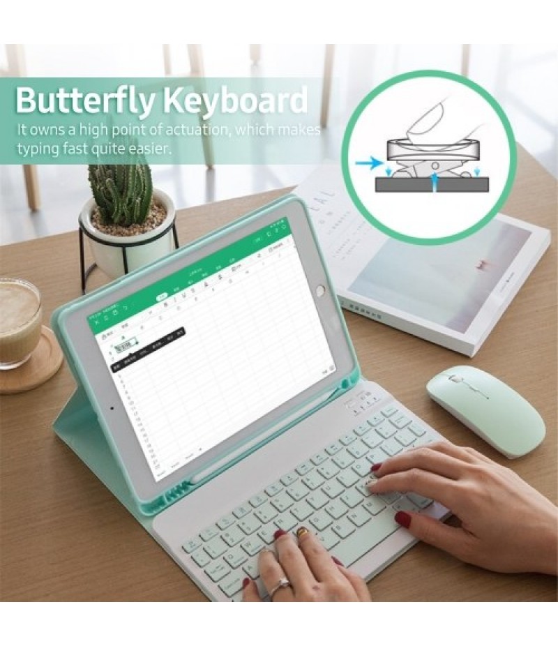 Detachable BT Keyboard Case with Elastic Pen Slot Compatible with iPad Pro11 2018/2020/ iPad air4 2020 Pink