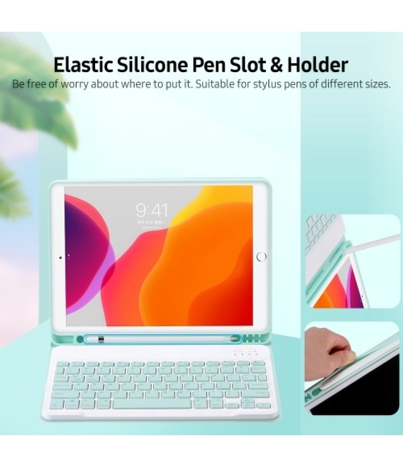 Detachable BT Keyboard Case with Elastic Pen Slot Compatible with iPad Pro11 2018/2020/ iPad air4 2020 Pink
