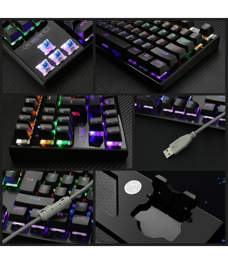 Backlit Mechanical Gaming Keyboard Blue Switch 87 Keys Ergonomic Keyboard Suspended Keys with Hand Wrist(Black)