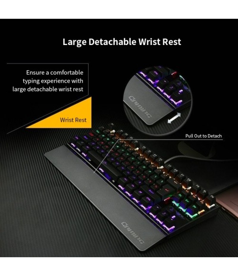 Backlit Mechanical Gaming Keyboard Blue Switch 87 Keys Ergonomic Keyboard Suspended Keys with Hand Wrist(Black)