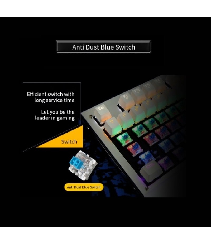 Backlit Mechanical Gaming Keyboard Blue Switch 87 Keys Ergonomic Keyboard Suspended Keys with Hand Wrist(Black)