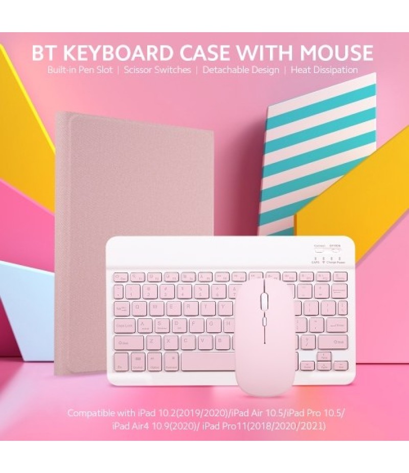 Detachable BT Keyboard Case+Mouse Pen Slot Heat Dissipation Compatible with iPad Air4 10.9(2020)/Pro11(2018/2020/2021), Dark Gre