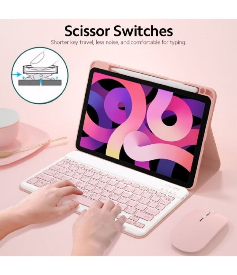 Detachable BT Keyboard Case+Mouse Pen Slot Heat Dissipation Compatible with iPad Air4 10.9(2020)/Pro11(2018/2020/2021), Dark Gre