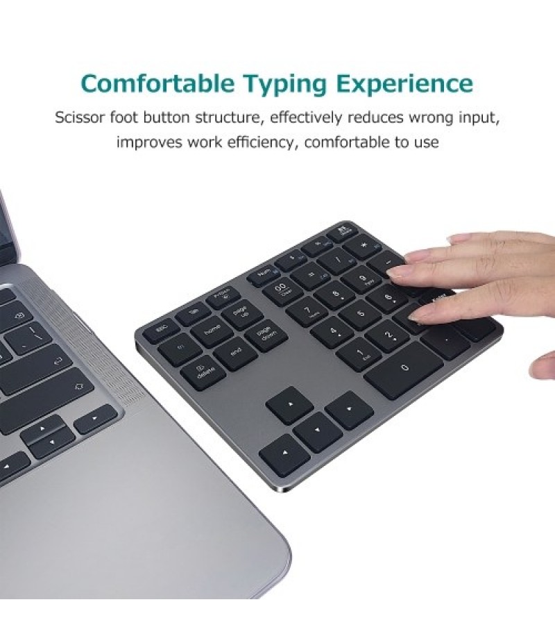 2.4G+BT5.0 Dual-mode Numeric Keyboard 35 Keys Financial Accounting Keyboard Aluminum Alloy Shell Built-in 300mAh Battery Black