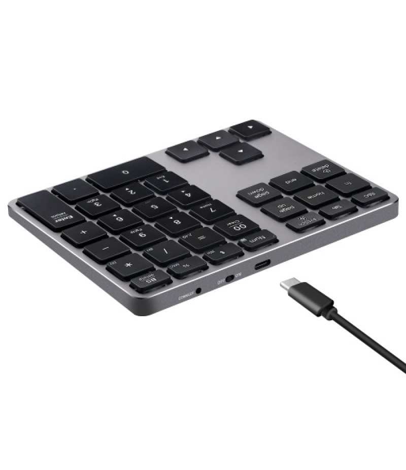 2.4G+BT5.0 Dual-mode Numeric Keyboard 35 Keys Financial Accounting Keyboard Aluminum Alloy Shell Built-in 300mAh Battery Black