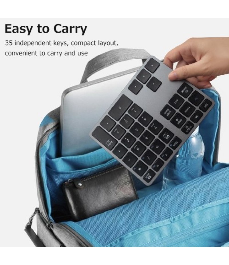 2.4G+BT5.0 Dual-mode Numeric Keyboard 35 Keys Financial Accounting Keyboard Aluminum Alloy Shell Built-in 300mAh Battery Black