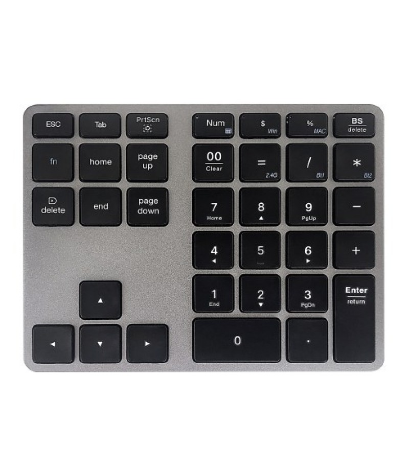2.4G+BT5.0 Dual-mode Numeric Keyboard 35 Keys Financial Accounting Keyboard Aluminum Alloy Shell Built-in 300mAh Battery Black
