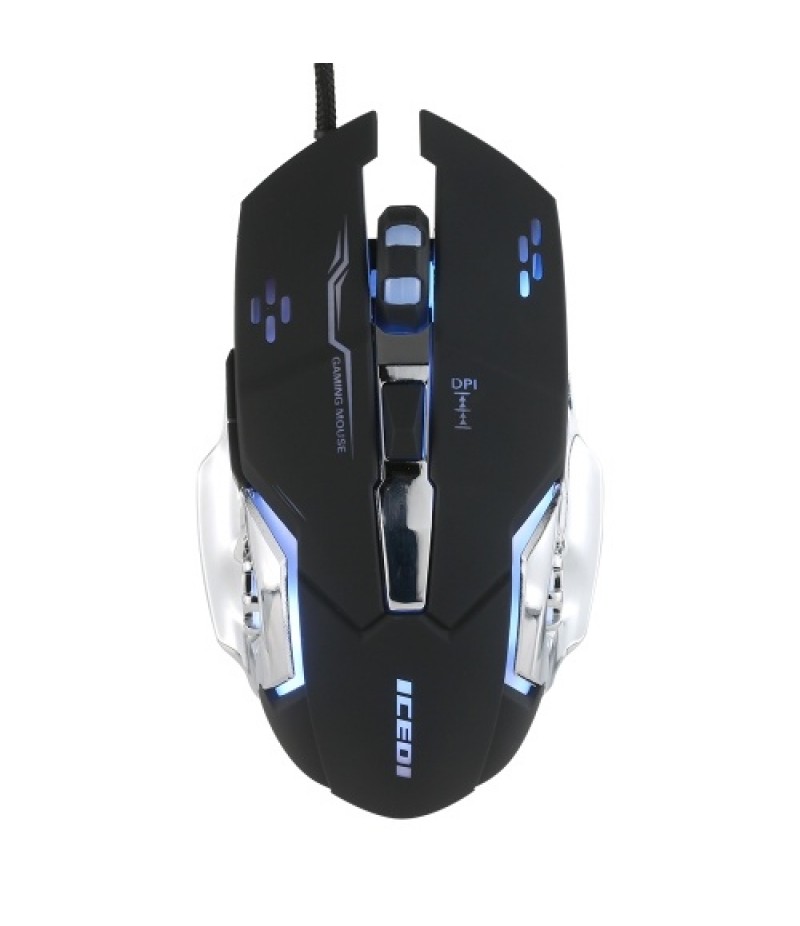 Wired Gaming Mouse 3600 DPI Optical Mouse Ergonomic Mouse 4 Adjustable DPI Levels/6 Buttons/7-Color Breathing Light Black
