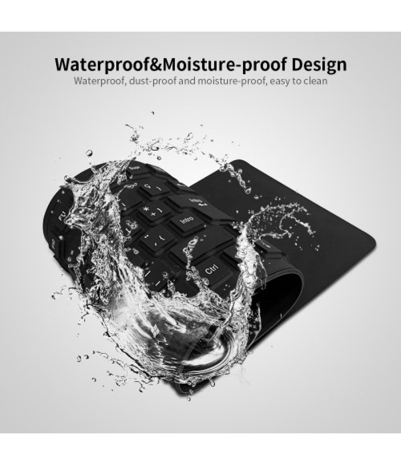 105 Keys Spanish USB Wired Silicone Keyboard Foldable Soft Silicone Waterproof Dustproof Keyboard for Desktop Computer Laptop