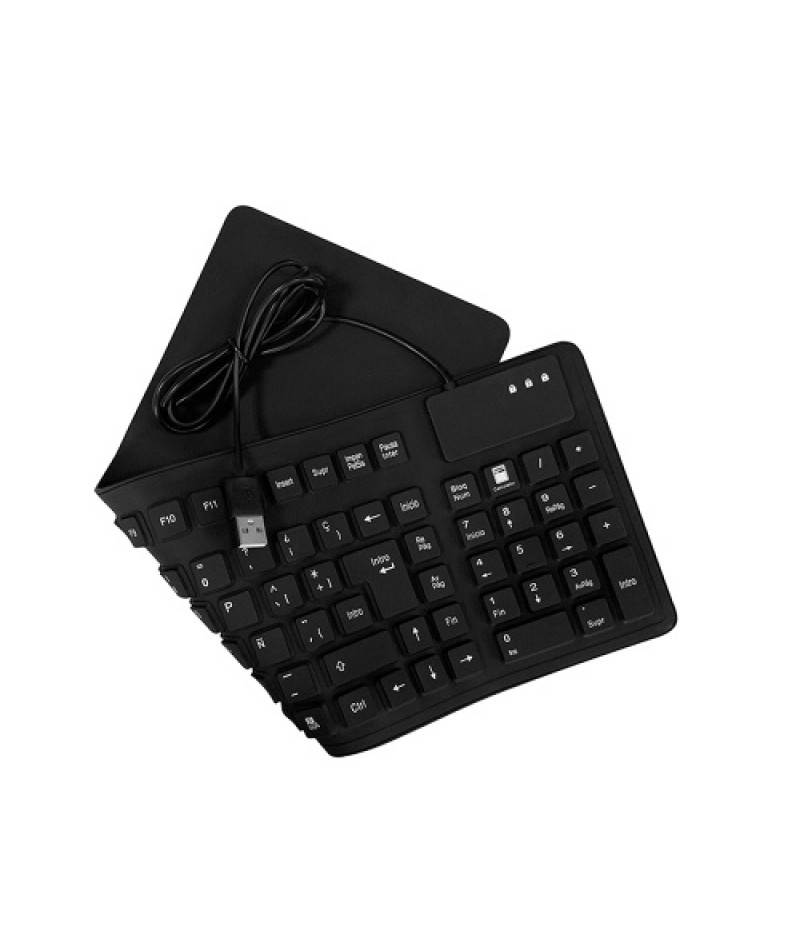 105 Keys Spanish USB Wired Silicone Keyboard Foldable Soft Silicone Waterproof Dustproof Keyboard for Desktop Computer Laptop