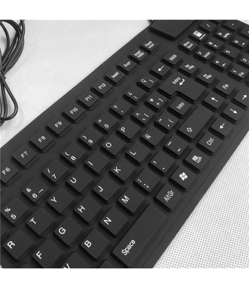 105 Keys Spanish USB Wired Silicone Keyboard Foldable Soft Silicone Waterproof Dustproof Keyboard for Desktop Computer Laptop