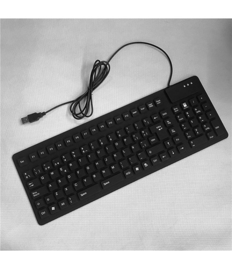 105 Keys Spanish USB Wired Silicone Keyboard Foldable Soft Silicone Waterproof Dustproof Keyboard for Desktop Computer Laptop