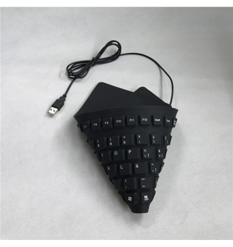 105 Keys Spanish USB Wired Silicone Keyboard Foldable Soft Silicone Waterproof Dustproof Keyboard for Desktop Computer Laptop