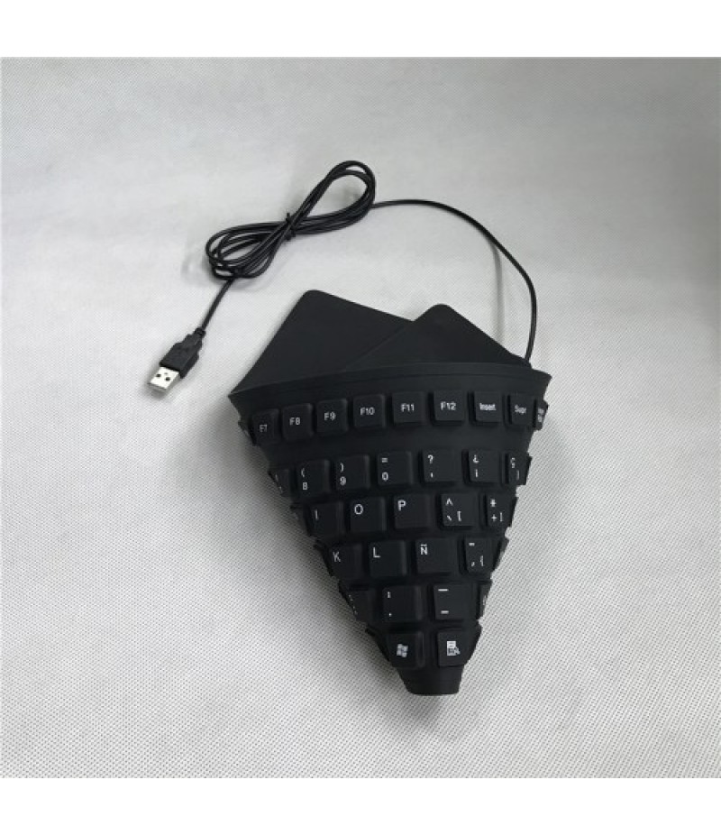 105 Keys Spanish USB Wired Silicone Keyboard Foldable Soft Silicone Waterproof Dustproof Keyboard for Desktop Computer Laptop