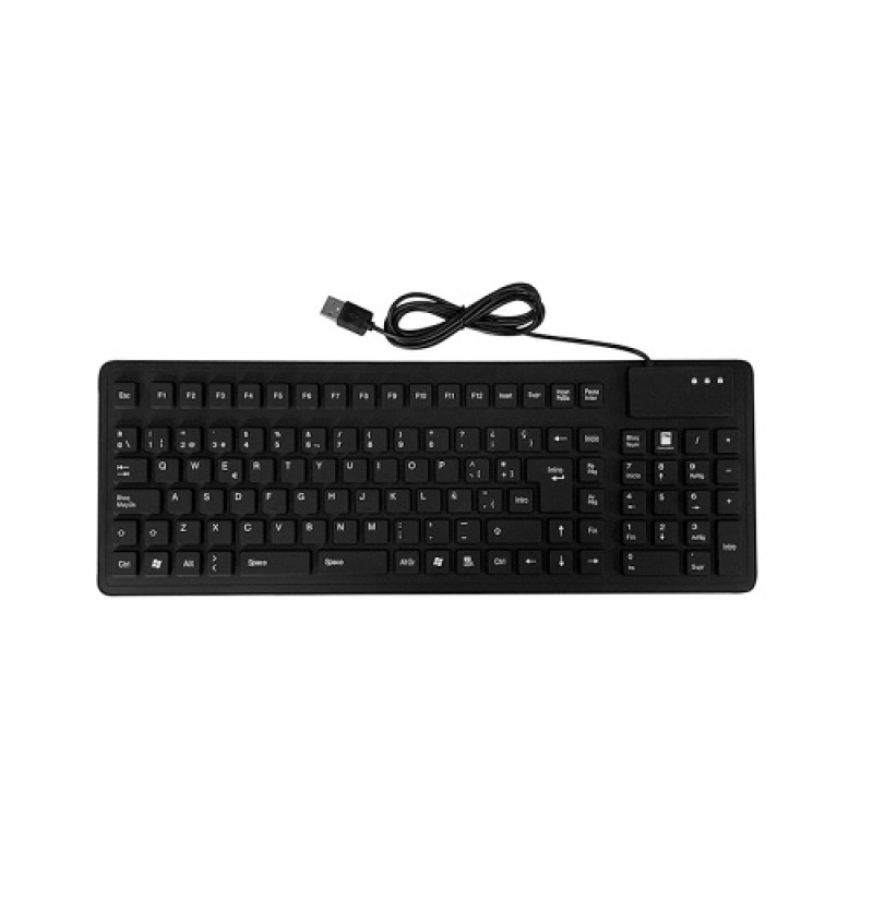 105 Keys Spanish USB Wired Silicone Keyboard Foldable Soft Silicone Waterproof Dustproof Keyboard for Desktop Computer Laptop