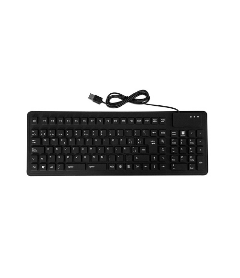 105 Keys Spanish USB Wired Silicone Keyboard Foldable Soft Silicone Waterproof Dustproof Keyboard for Desktop Computer Laptop