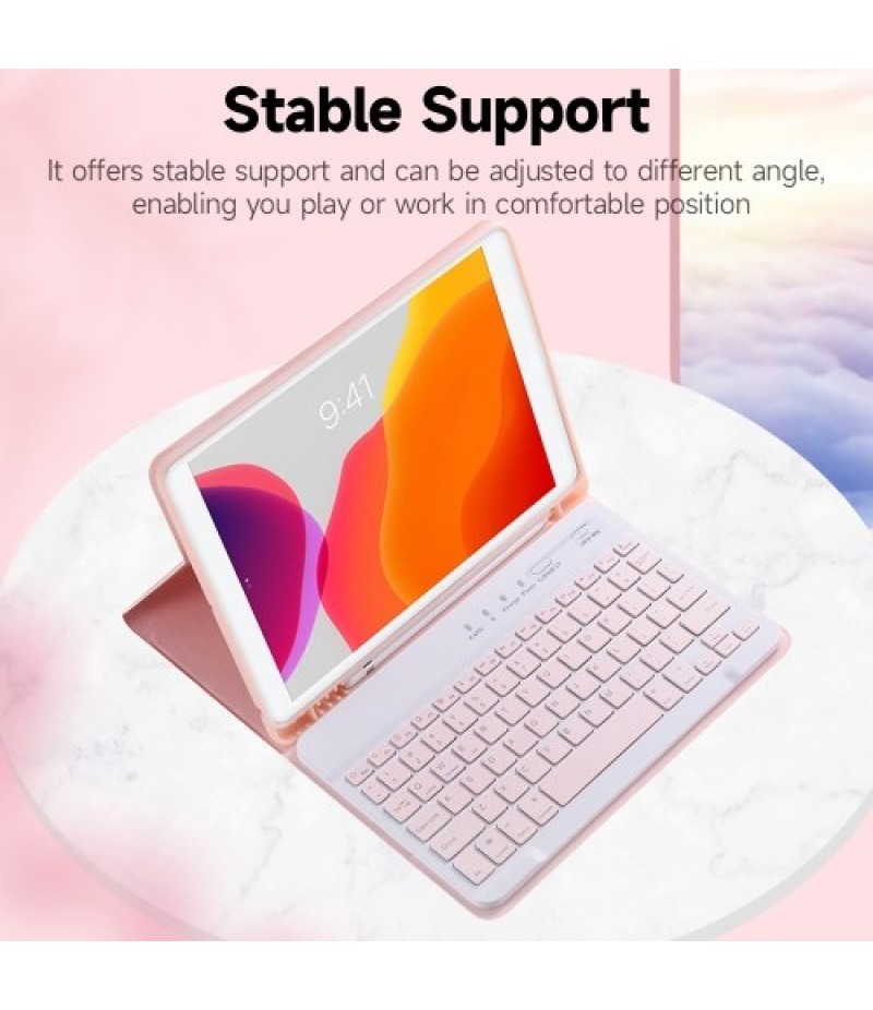 Detachable BT Keyboard Protective Case Slim and Portable Stable Support with Pen Slot Compatible with iPad mini6 Black