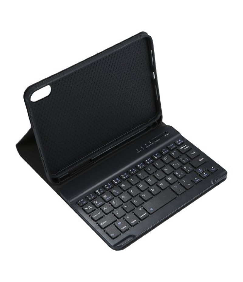 Detachable BT Keyboard Protective Case Slim and Portable Stable Support with Pen Slot Compatible with iPad mini6 Black
