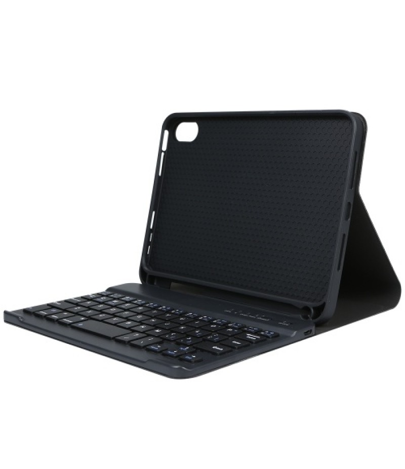 Detachable BT Keyboard Protective Case Slim and Portable Stable Support with Pen Slot Compatible with iPad mini6 Black