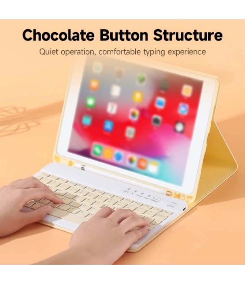 Detachable BT Keyboard Protective Case Slim and Portable Stable Support with Pen Slot Compatible with iPad mini6 Black
