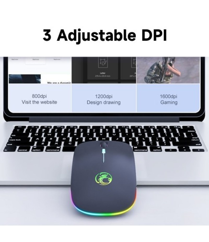 E-1300 2.4G+BT5.1 Wireless Dual-mode Mouse Ergonomic Office Mice 3 Adjustable DPI Built-in Rechargeable Lithium Battery Black