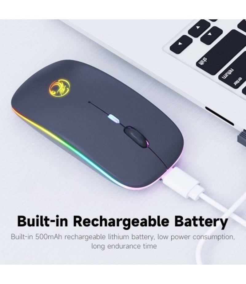 E-1300 2.4G+BT5.1 Wireless Dual-mode Mouse Ergonomic Office Mice 3 Adjustable DPI Built-in Rechargeable Lithium Battery Black